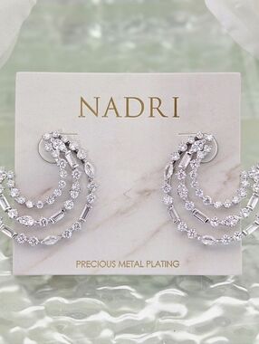 Nadri Earrings Cubic Zirconia Frontal Hoop Earrings Hoops Formal Wedding Bridal